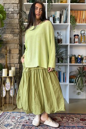 Paloma Bubble Hem Layering Dress Olive